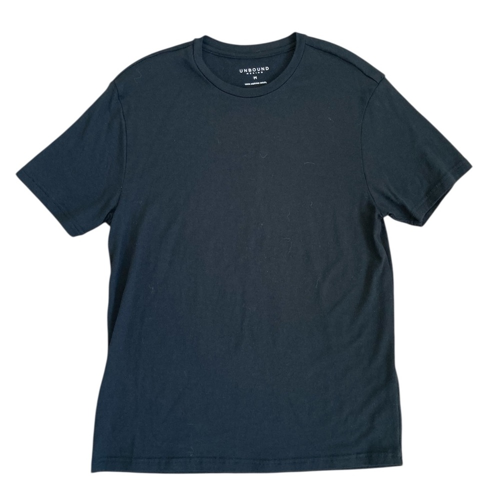 UNBOUND Merino Wool Mens T-Shirt Black  size Medium
